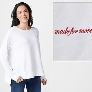 Rachel Hollis XS White Red Made For More Long Sleeve Cotton Sweatshirt Top